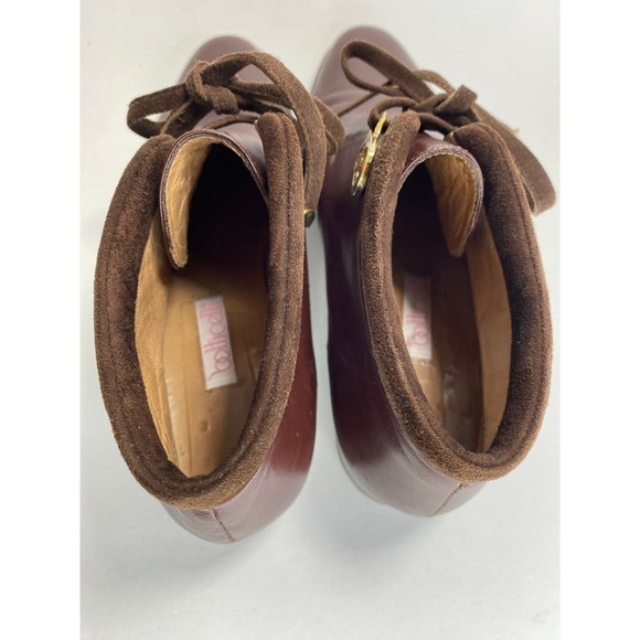 Roberto Botticelli Brown Leather & Suede Parlanti Ankle Boots with Gold Hardware - Picture 3 of 4